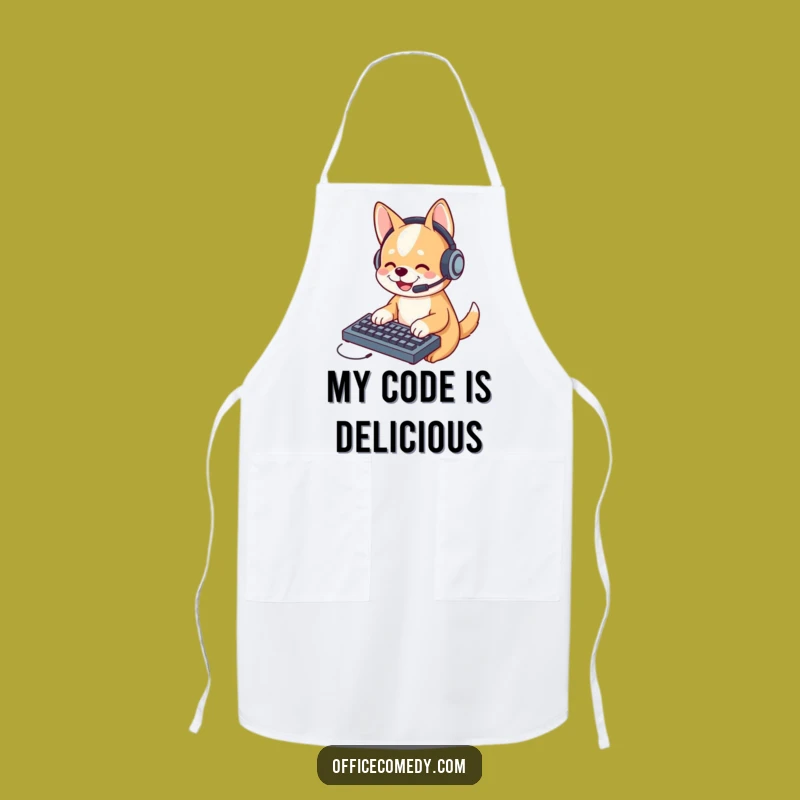 Funny Dog Typing Apron: Chef's Delight with a Hilarious Work-From-Home Pup