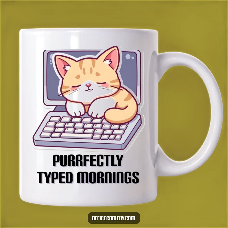 Funny Cat Keyboard Nap Mug: Purrfectly Lazy Gift for Cat Lovers