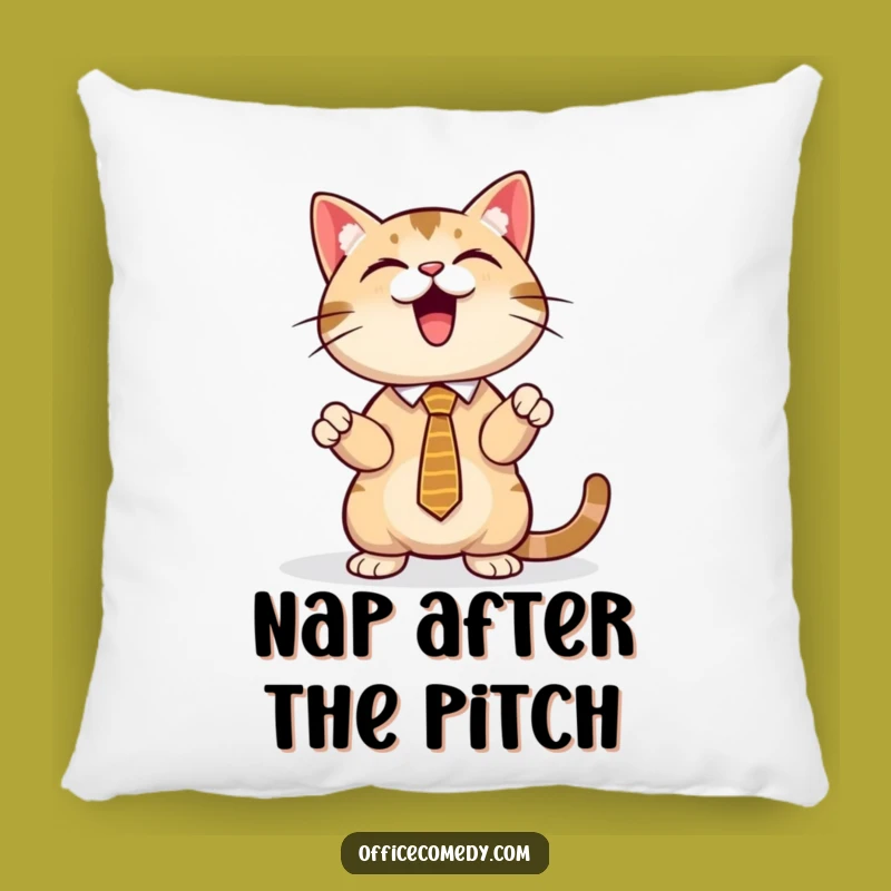 Funny Cat Tie Pillow: Plush Comfort with a Hilarious Boardroom Boss