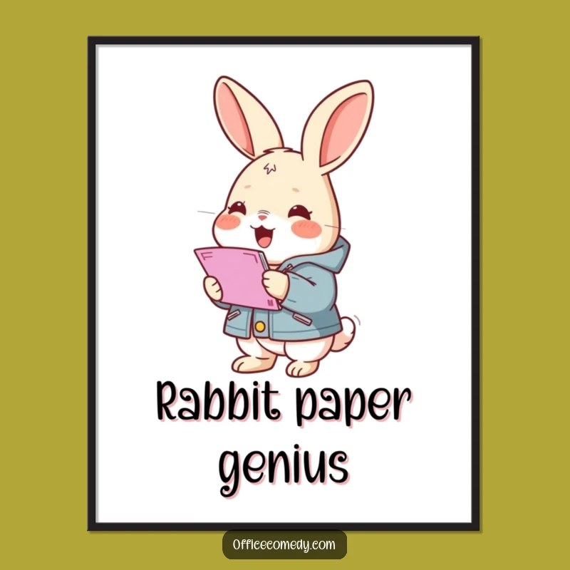 Funny Rabbit Jacket Digital Art: Organized Bunny Printable for Cheerful Decor