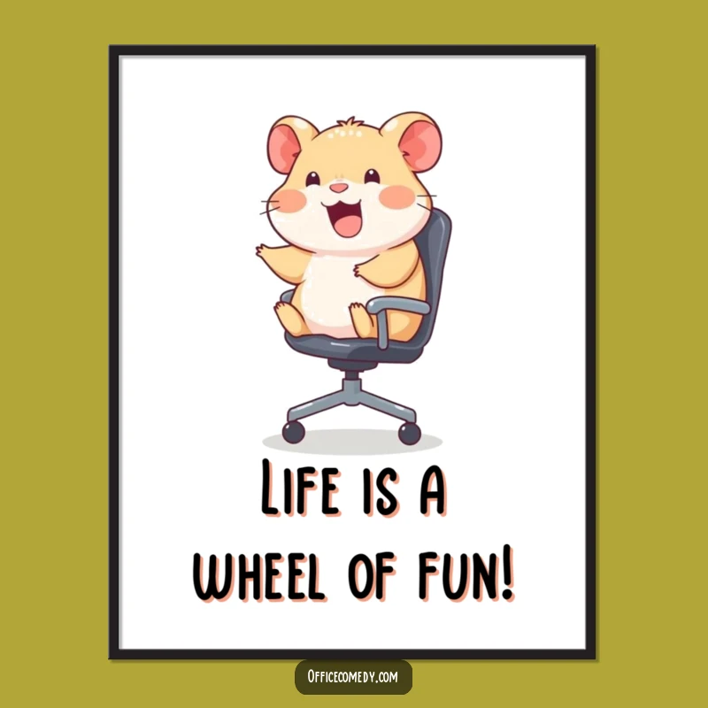 Free Printable Wall Art: Funny Hamster Office Chair Art, Downloadable Rodent Decor
