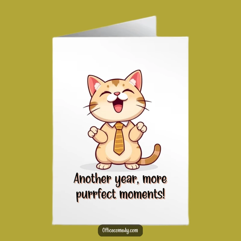 Free Printable Birthday Card: Funny Cat Presenting, Hilarious Feline Downloadable Gift