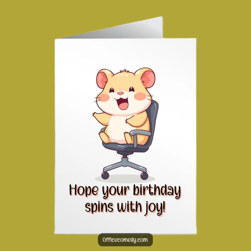 Free Printable Birthday Card: Funny Hamster Chair Ride, Hilarious Rodent Downloadable Gift