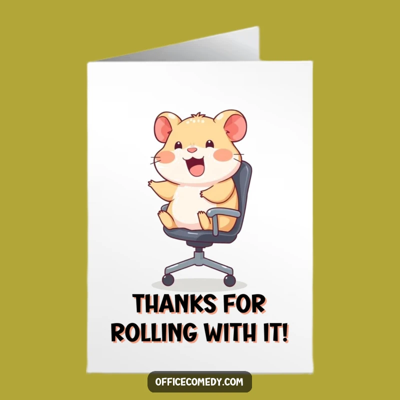 Free Printable Thank You Card: Funny Hamster Chair Thanks, Downloadable Rodent Appreciation