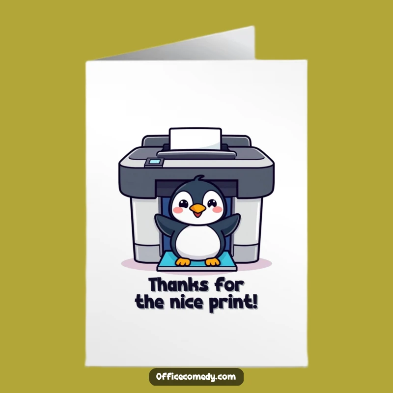 Free Printable Thank You Card: Penguin Printer Thanks, Downloadable Bird Appreciation