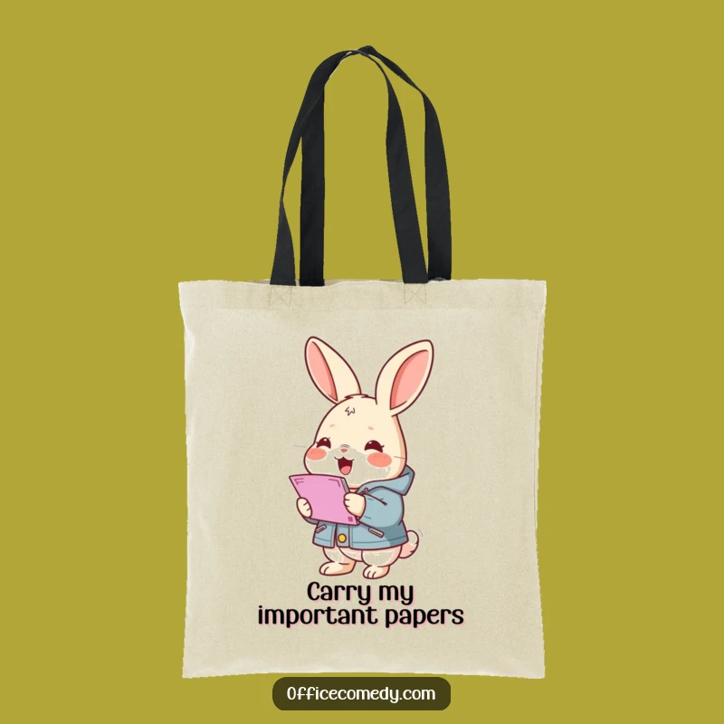 Funny Rabbit Jacket Tote Bag: Carry Your Documents with Bunny Brilliance